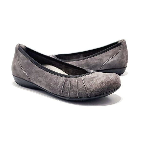 Earth Alder Derby New Suede 7.5 Round Toe Comfort Ballet Flats Dark Slate Gray - Picture 2 of 10